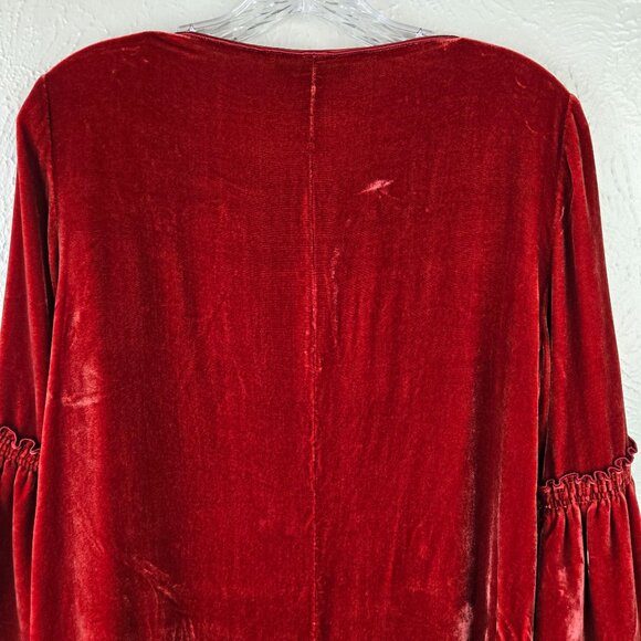 Lafayette 148 Velvet Top S Silk Burnt Orange Bell Sleeve Loose Fit Dressy Flowy - Picture 7 of 14